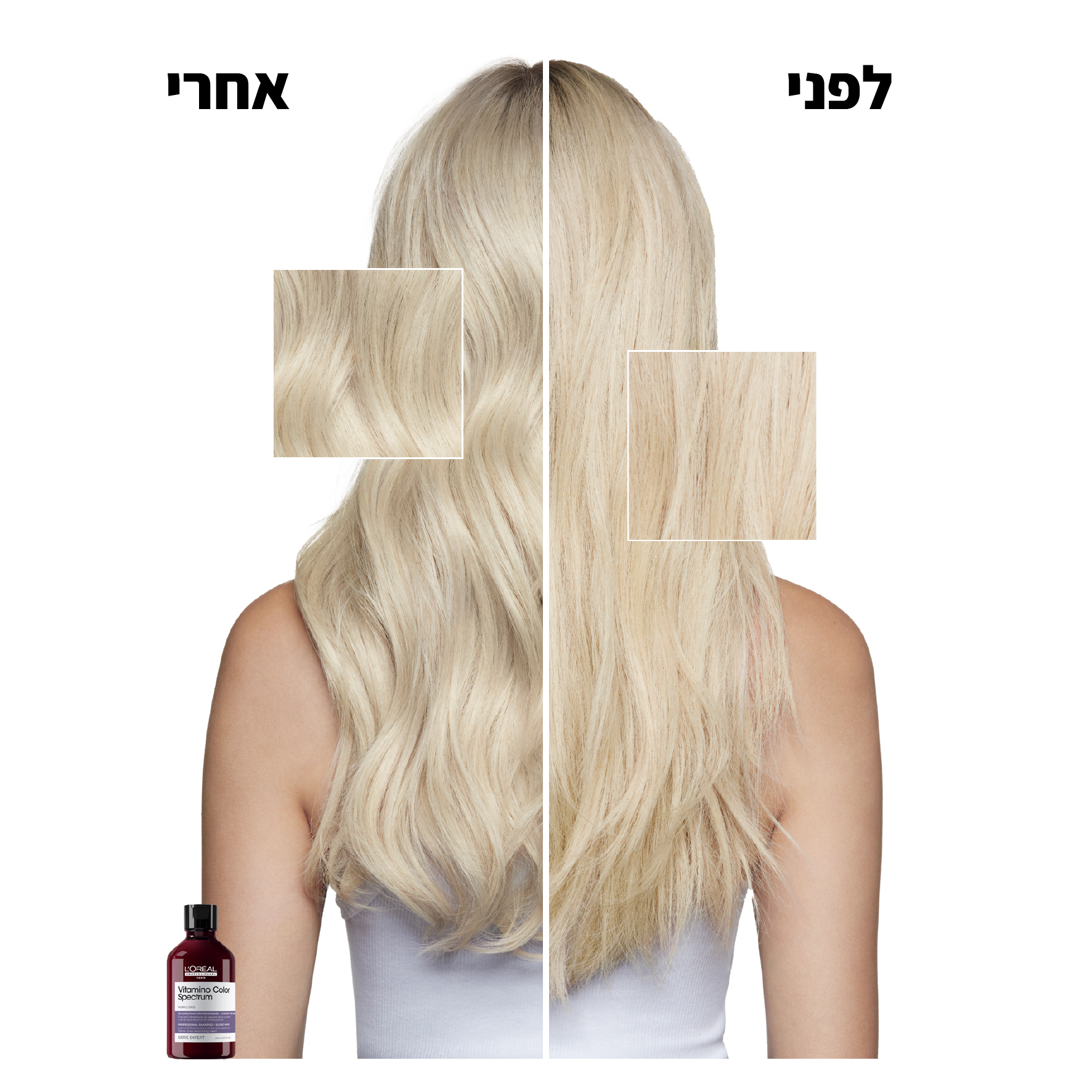 ⁦שמפו ויטמינו קולור ספקטרום לשיער בלונדיני לנטרול טונים צהובים 300 מ"ל - לוריאל LOREAL⁩ – תמונה ⁦3⁩