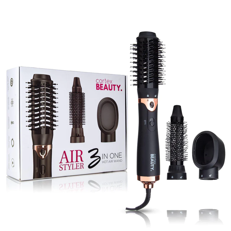 מברשת פן חשמלית 3 ראשים ב1 Hot Air Styler Brush (ייבוש, סלסול והחלקה) - קורטקס CORTEX