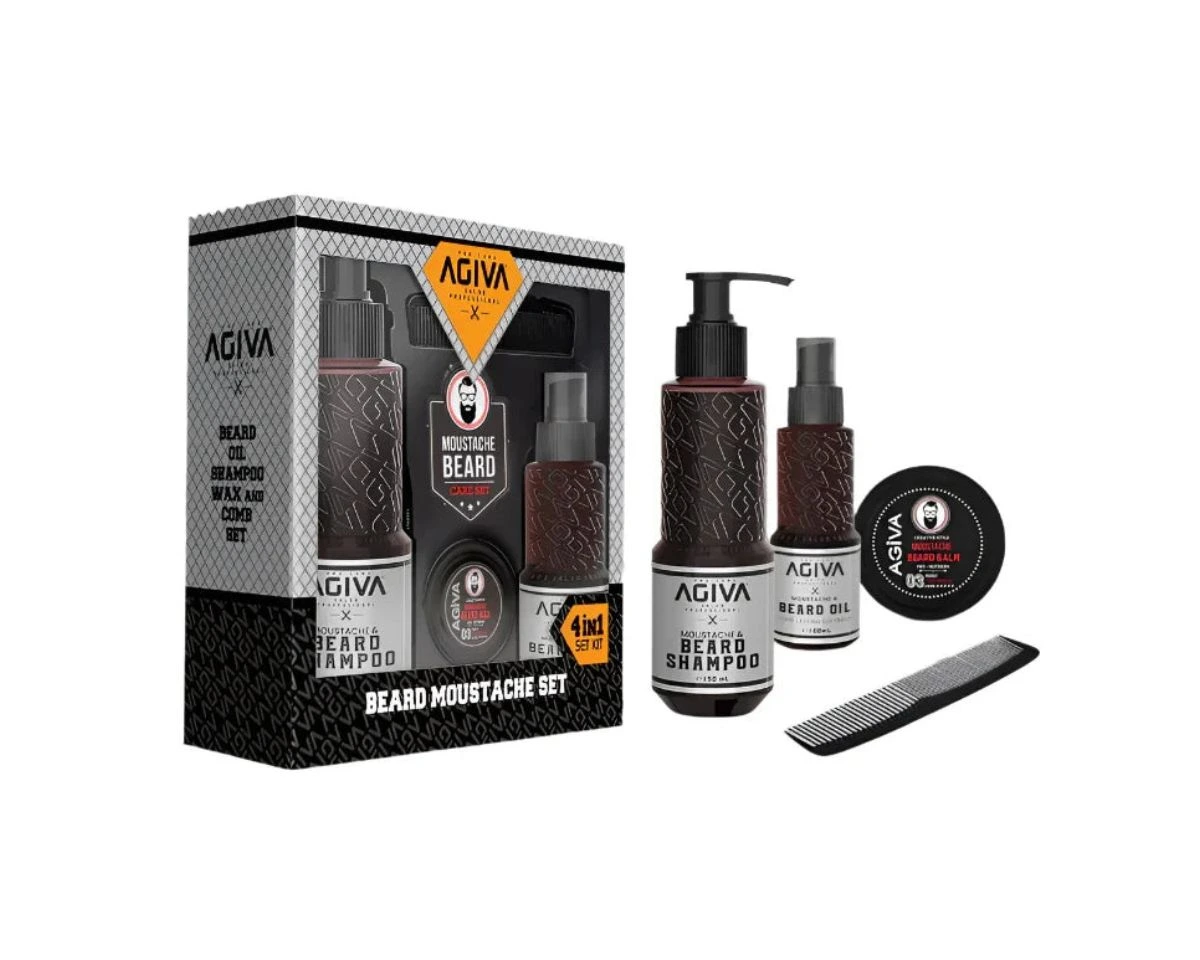 סט לזקן ולשפם Agiva Beard & Moustache Gift Set אגיבה