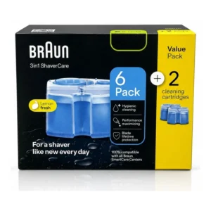 מארז 8 מחסניות נוזל שטיפה למכונת גילוח Braun בראון CCR6+2